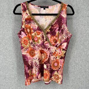 Victor Carlini VTG Babydoll Crinkle Satin Top Size M USA Made 90s Y2K Boho Fairy